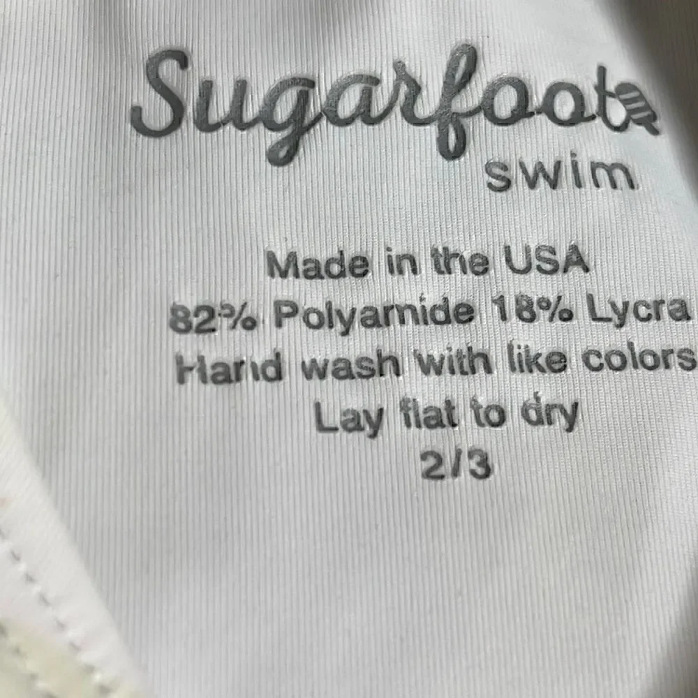 ‎SugarFoot swim girls 3/4 sleeve ruffle one piece buttery Soft Italian fabric